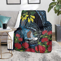 New Zealand Tui Bird Blanket Maori Koru Mix Pohutukawa