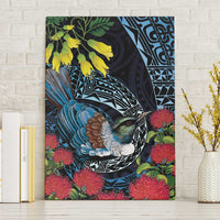 New Zealand Tui Bird Canvas Wall Art Maori Koru Mix Pohutukawa