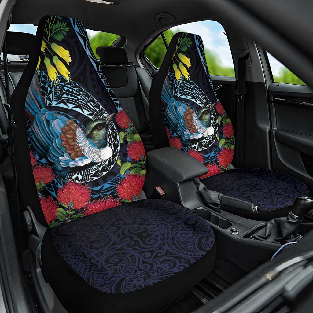 New Zealand Tui Bird Car Seat Cover Maori Koru Mix Pohutukawa