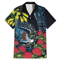 New Zealand Tui Bird Family Matching Mermaid Dress and Hawaiian Shirt Maori Koru Mix Pohutukawa