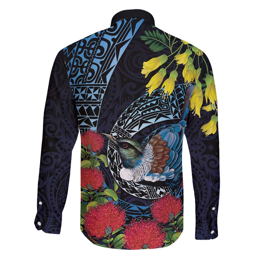 New Zealand Tui Bird Family Matching Mermaid Dress and Hawaiian Shirt Maori Koru Mix Pohutukawa