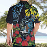 New Zealand Tui Bird Hawaiian Shirt Maori Koru Mix Pohutukawa