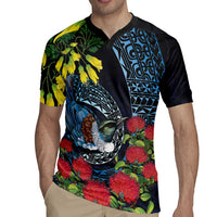 New Zealand Tui Bird Rugby Jersey Maori Koru Mix Pohutukawa DT04 - Polynesian Pride