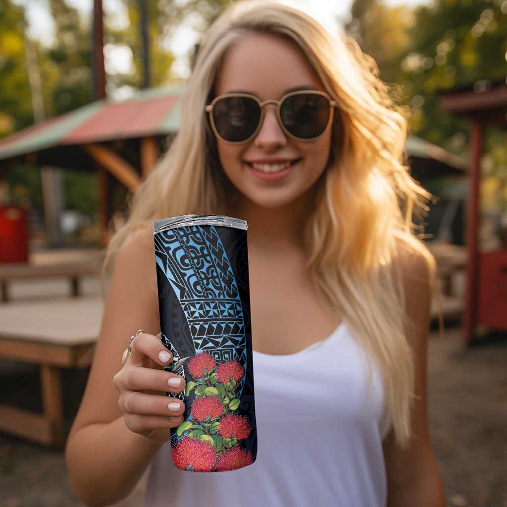 New Zealand Tui Bird Skinny Tumbler Maori Koru Mix Pohutukawa