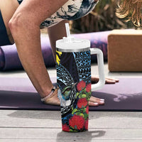 New Zealand Tui Bird Tumbler With Handle Maori Koru Mix Pohutukawa DT04 - Polynesian Pride
