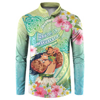 Personalised Hawaii Father's Day Button Sweatshirt Happy Father And Child DT04 Green - Polynesian Pride