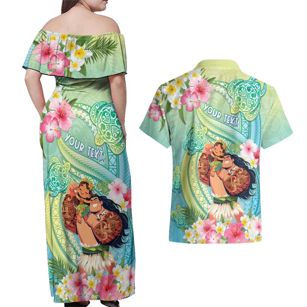 Personalised Hawaii Father's Day Couples Matching Off Shoulder Maxi Dress and Hawaiian Shirt Happy Father And Child DT04 - Polynesian Pride