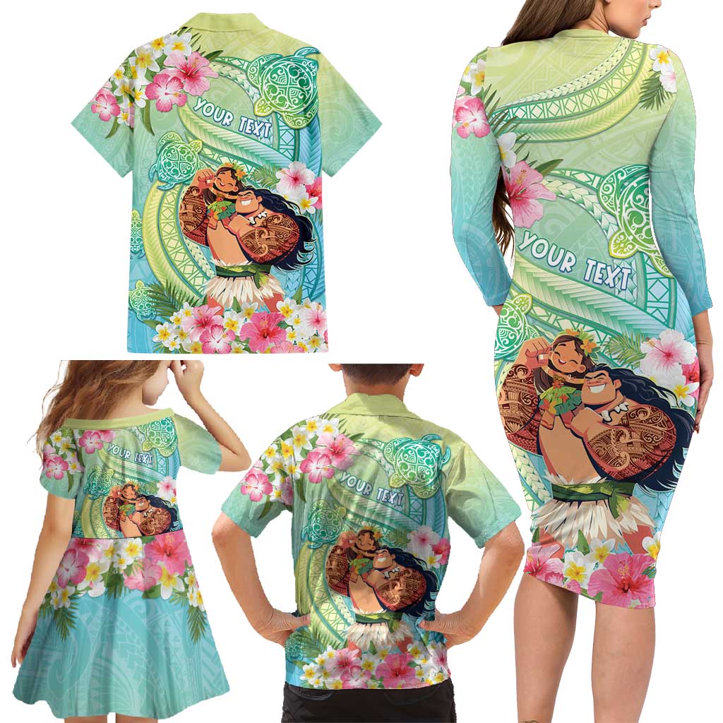 Personalised Hawaii Father's Day Family Matching Long Sleeve Bodycon Dress and Hawaiian Shirt Happy Father And Child DT04 - Polynesian Pride