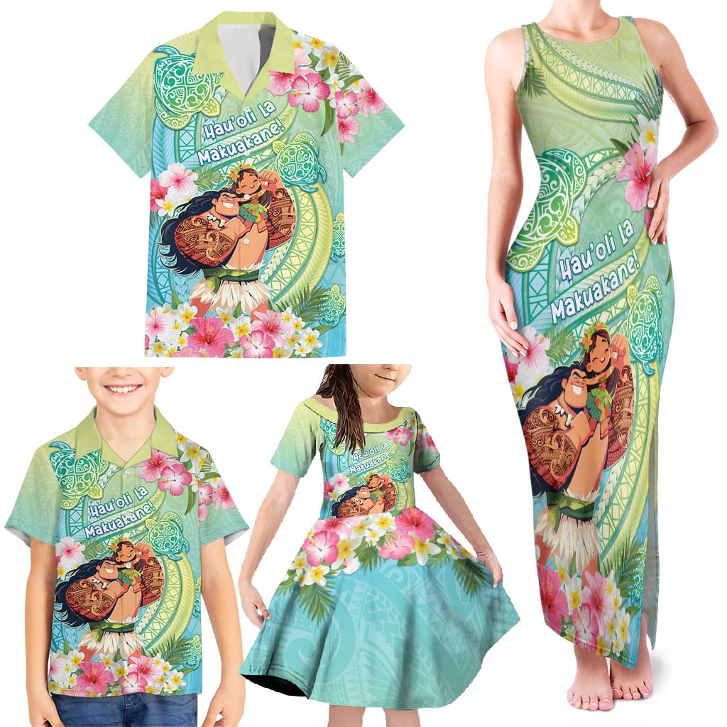 Personalised Hawaii Father's Day Family Matching Tank Maxi Dress and Hawaiian Shirt Happy Father And Child DT04 - Polynesian Pride