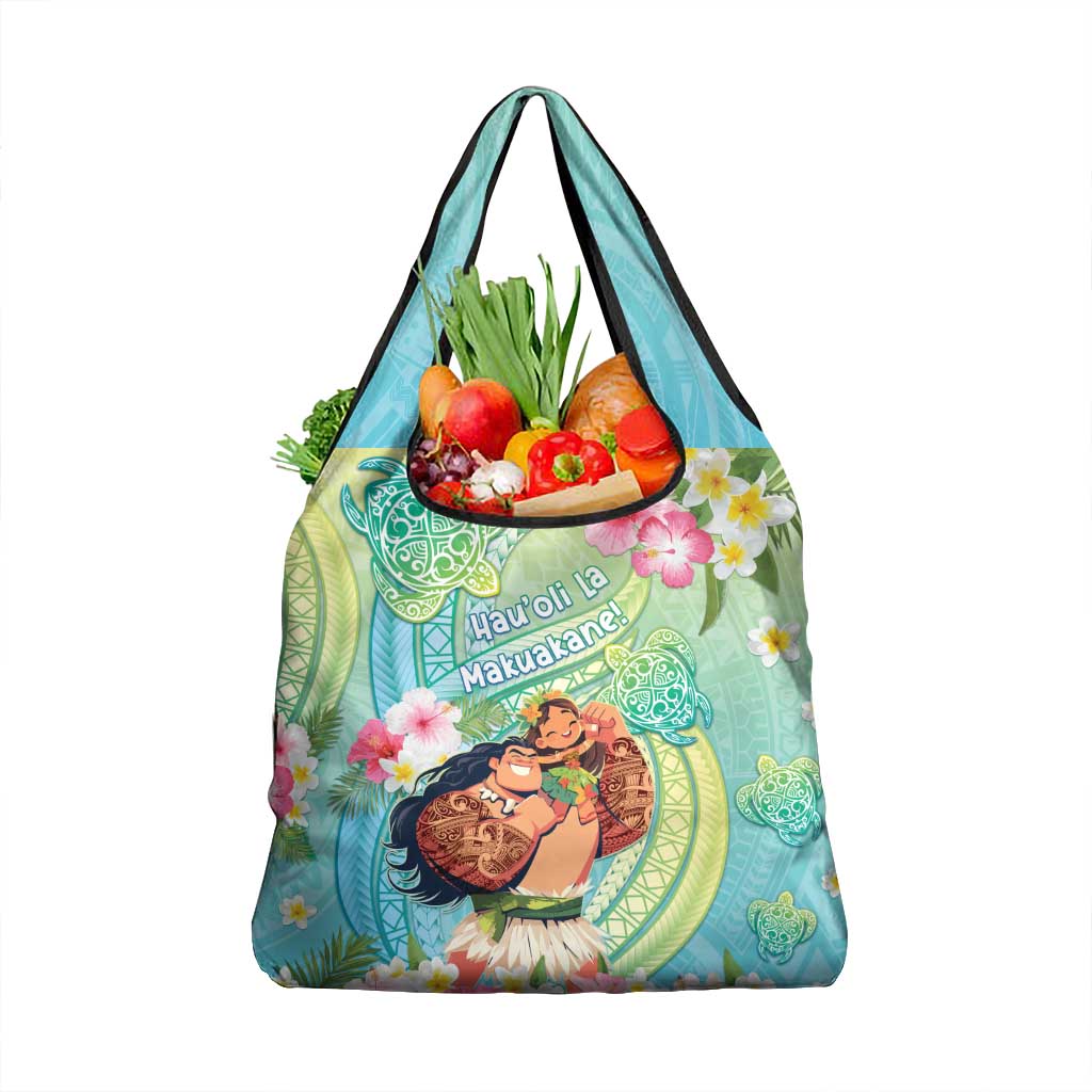 Hawaii Father's Day Grocery Bag Happy Father And Child DT04 1-pack One Size Green - Polynesian Pride