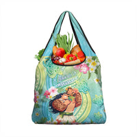 Hawaii Father's Day Grocery Bag Happy Father And Child DT04 1-pack One Size Green - Polynesian Pride