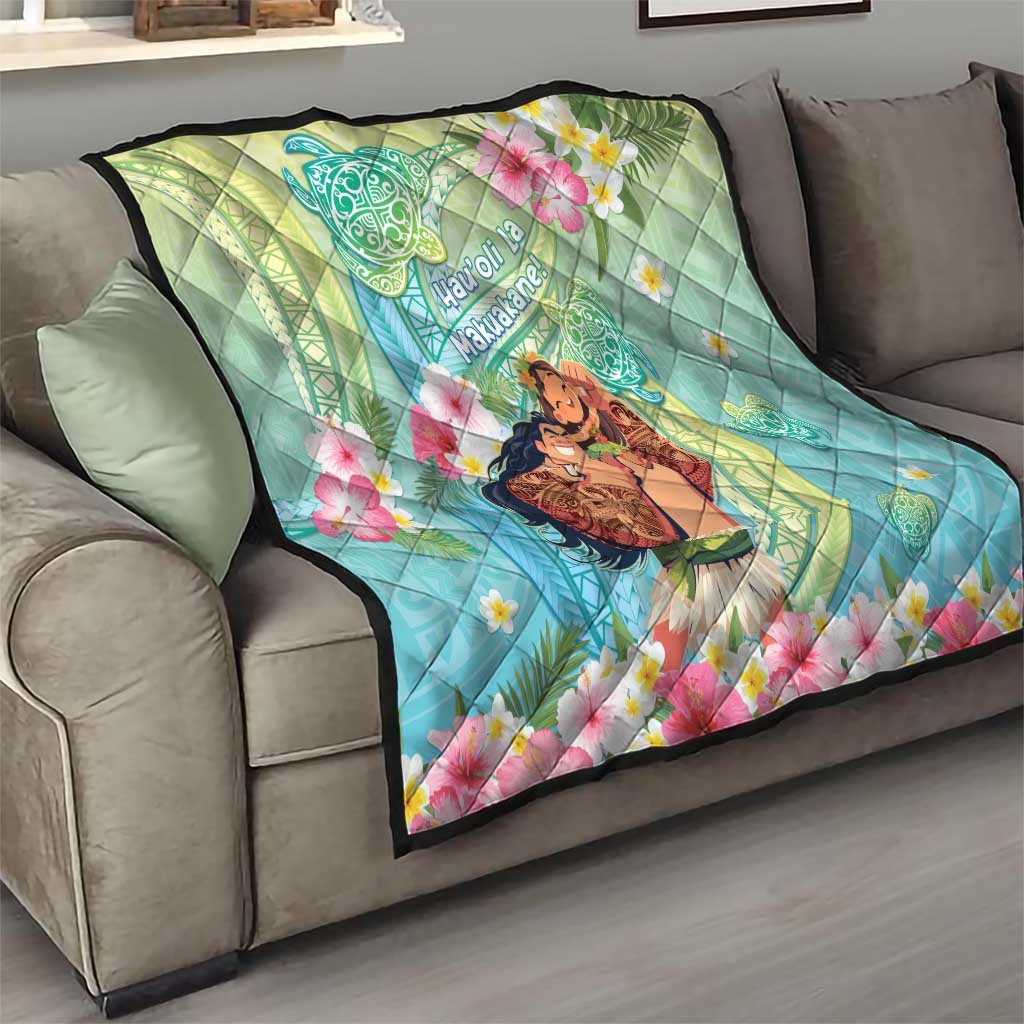 Hawaii Father's Day Quilt Happy Father And Child