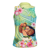 Personalised Hawaii Father's Day Women Sleeveless Polo Shirt Happy Father And Child DT04 - Polynesian Pride