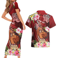 Personalised New Zealand Father's Day Couples Matching Short Sleeve Bodycon Dress and Hawaiian Shirt Happy Father And Child DT04 - Polynesian Pride