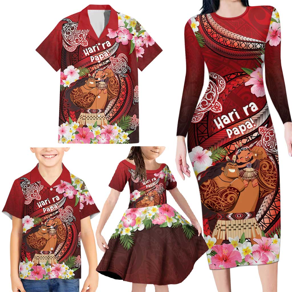 Personalised New Zealand Father's Day Family Matching Long Sleeve Bodycon Dress and Hawaiian Shirt Happy Father And Child DT04 - Polynesian Pride