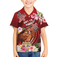 Personalised New Zealand Father's Day Family Matching Long Sleeve Bodycon Dress and Hawaiian Shirt Happy Father And Child DT04 Son's Shirt Red - Polynesian Pride
