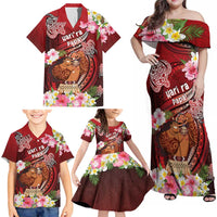 Personalised New Zealand Father's Day Family Matching Off Shoulder Maxi Dress and Hawaiian Shirt Happy Father And Child