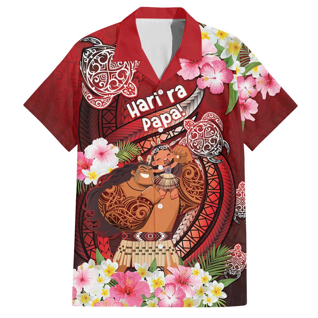 Personalised New Zealand Father's Day Family Matching Tank Maxi Dress and Hawaiian Shirt Happy Father And Child DT04 Dad's Shirt - Short Sleeve Red - Polynesian Pride