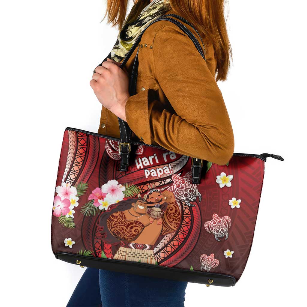 New Zealand Father's Day Leather Tote Bag Happy Father And Child