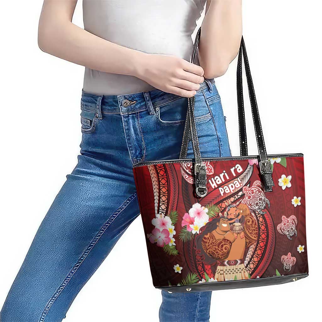 New Zealand Father's Day Leather Tote Bag Happy Father And Child