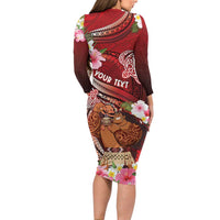 Personalised New Zealand Father's Day Long Sleeve Bodycon Dress Happy Father And Child