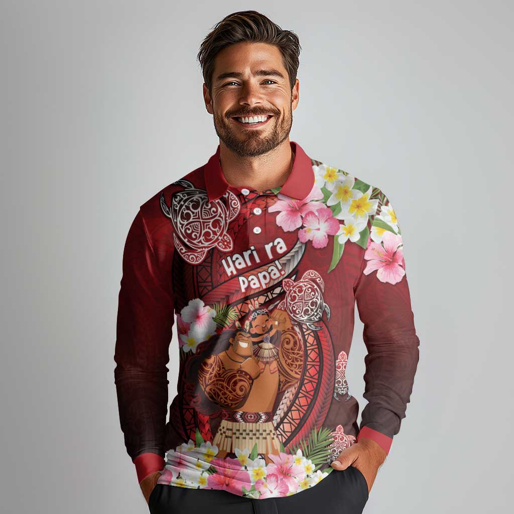 Personalised New Zealand Father's Day Long Sleeve Polo Shirt Happy Father And Child DT04 - Polynesian Pride