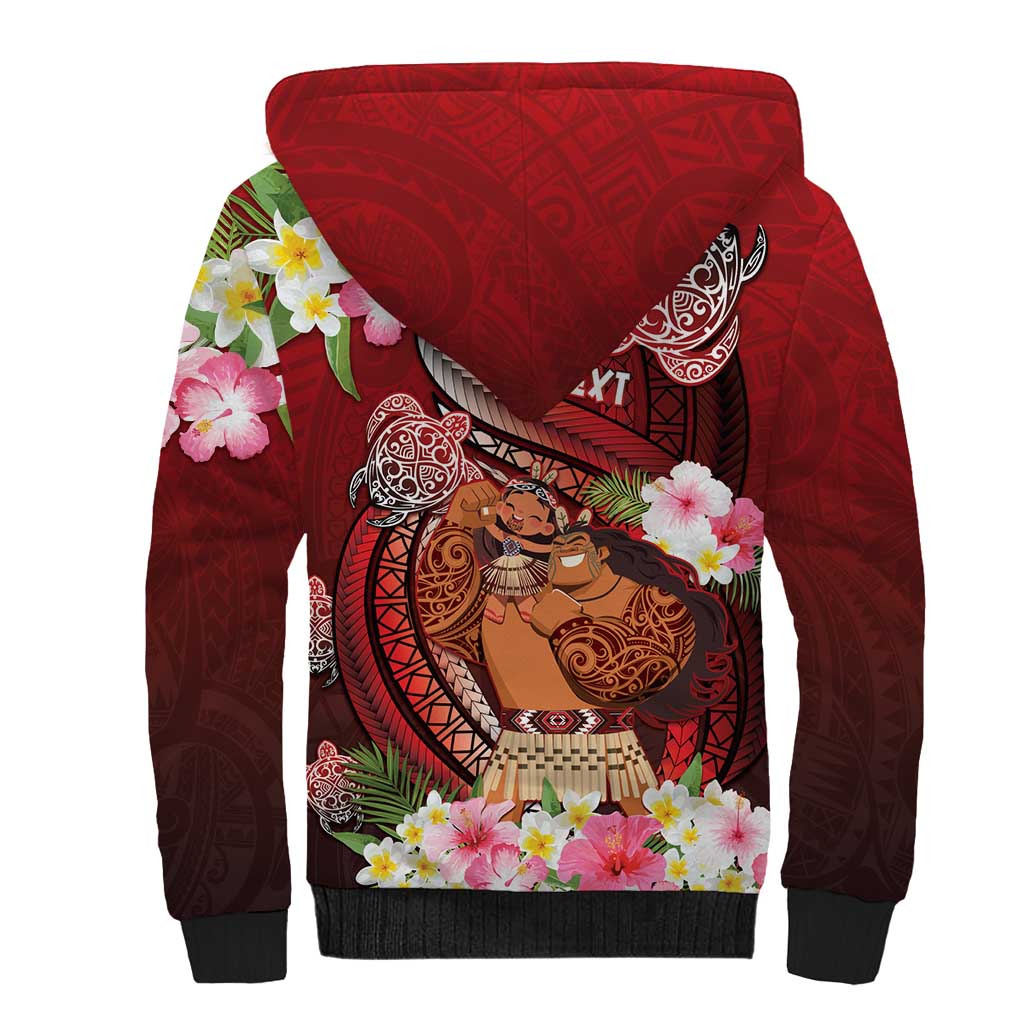 Personalised New Zealand Father's Day Sherpa Hoodie Happy Father And Child