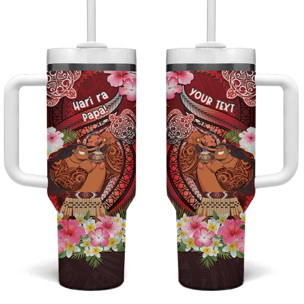 Personalised New Zealand Father's Day Tumbler With Handle Happy Father And Child DT04 One Size: 40 oz Red - Polynesian Pride