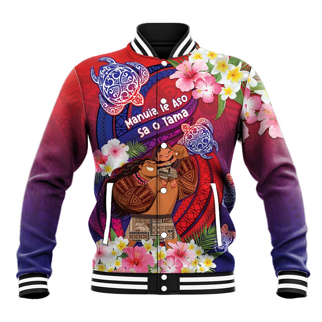 Personalised Samoa Father's Day Baseball Jacket Happy Father And Child