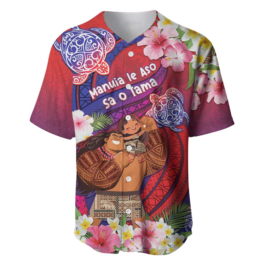 Personalised Samoa Father's Day Baseball Jersey Happy Father And Child