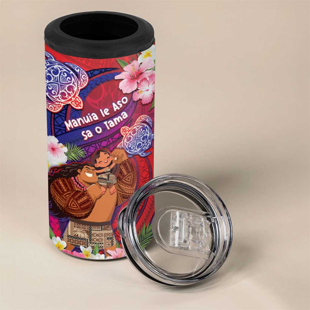 Personalised Samoa Father's Day 4 in 1 Can Cooler Tumbler Happy Father And Child