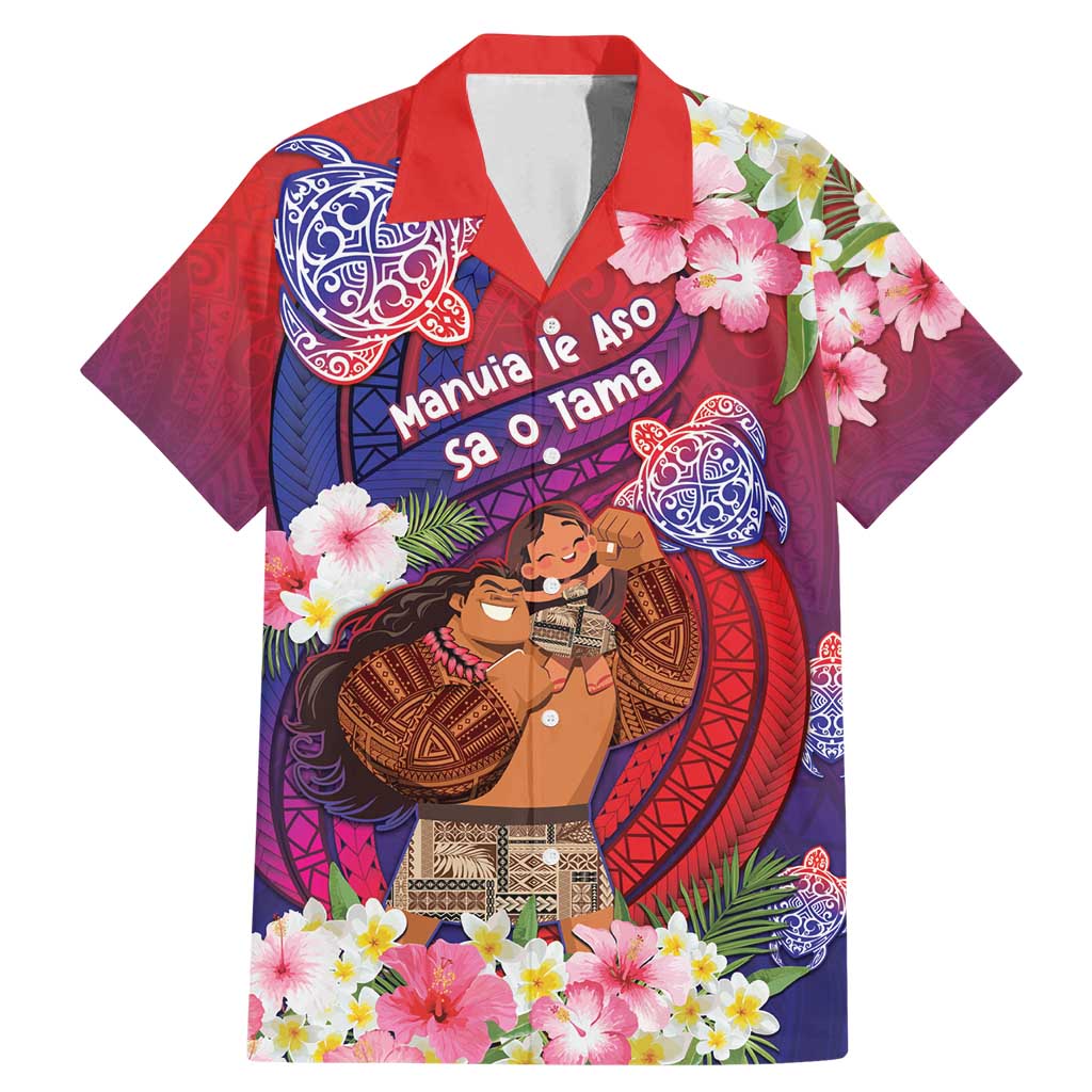 Personalised Samoa Father's Day Family Matching Mermaid Dress and Hawaiian Shirt Happy Father And Child