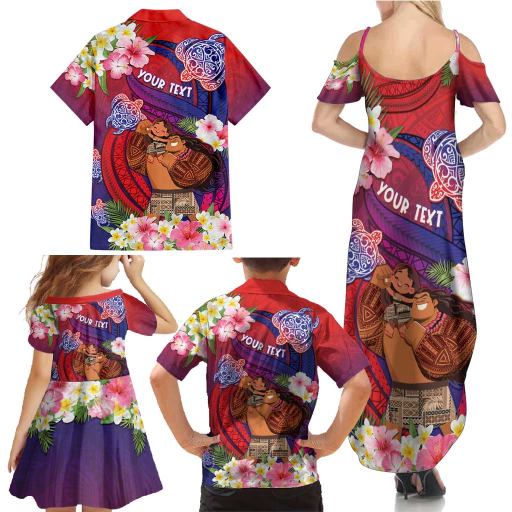 Personalised Samoa Father's Day Family Matching Summer Maxi Dress and Hawaiian Shirt Happy Father And Child