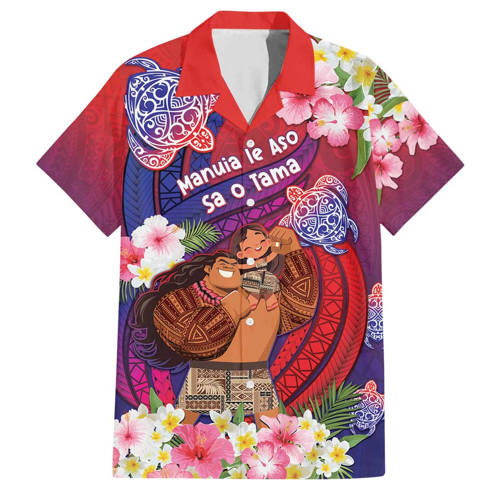 Personalised Samoa Father's Day Family Matching Tank Maxi Dress and Hawaiian Shirt Happy Father And Child