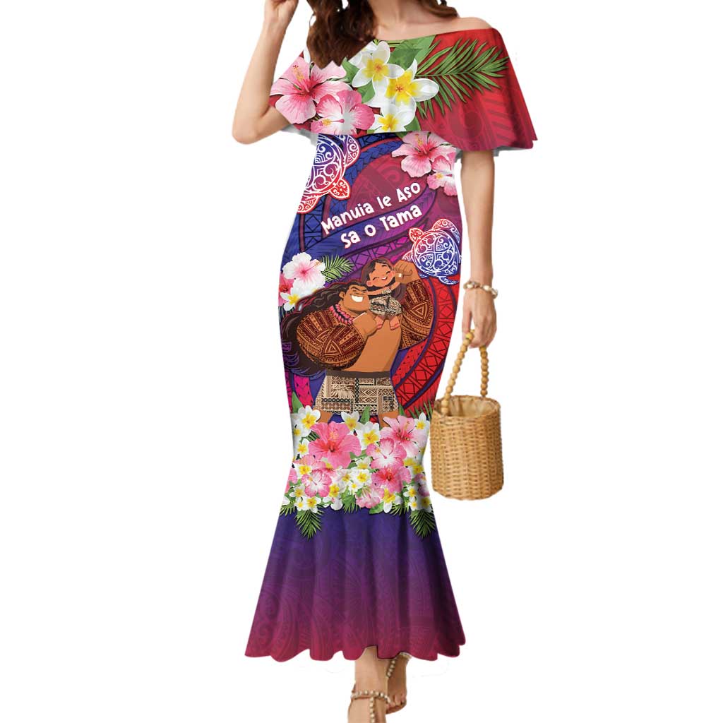 Personalised Samoa Father's Day Mermaid Dress Happy Father And Child