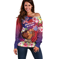 Personalised Samoa Father's Day Off Shoulder Sweater Happy Father And Child