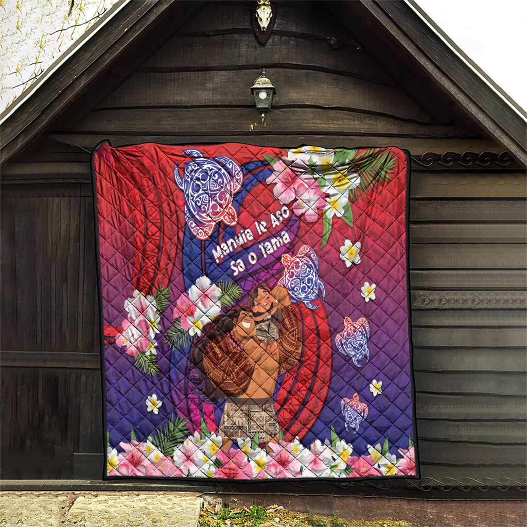 Samoa Father's Day Quilt Happy Father And Child