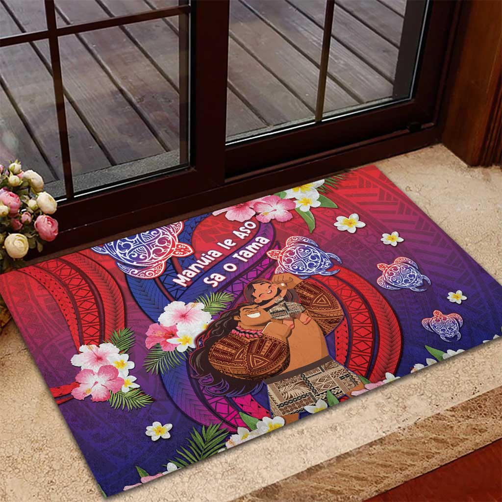 Samoa Father's Day Rubber Doormat Happy Father And Child