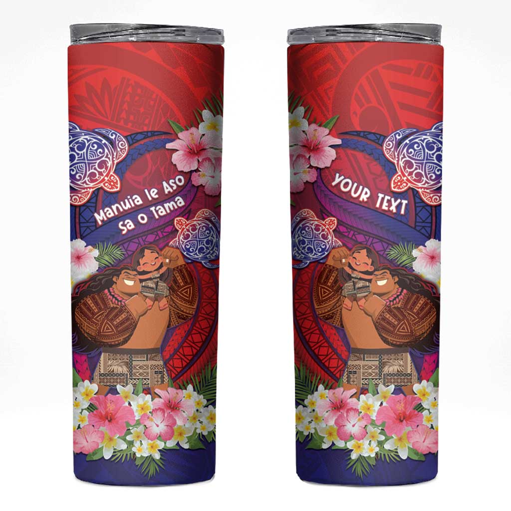 Personalised Samoa Father's Day Skinny Tumbler Happy Father And Child DT04 Red - Polynesian Pride