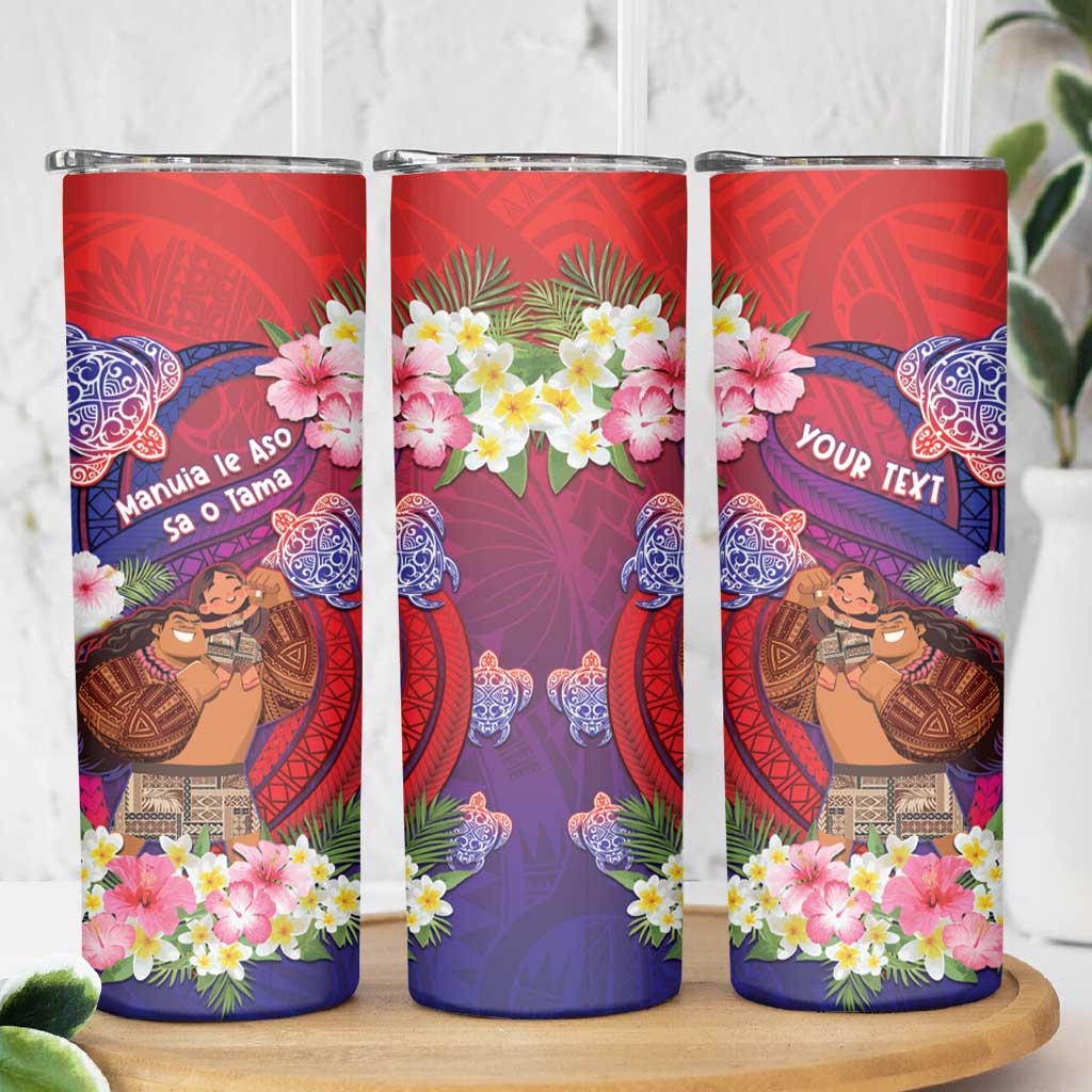 Personalised Samoa Father's Day Skinny Tumbler Happy Father And Child DT04 - Polynesian Pride