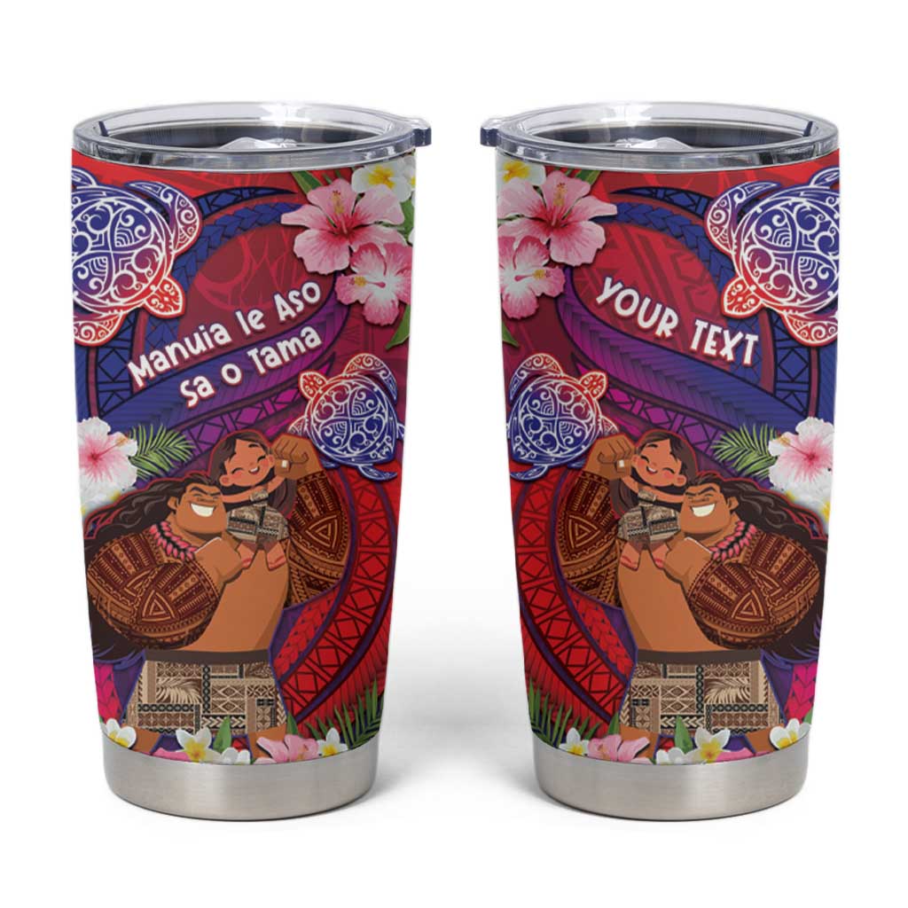 Personalised Samoa Father's Day Tumbler Cup Happy Father And Child DT04 Red - Polynesian Pride