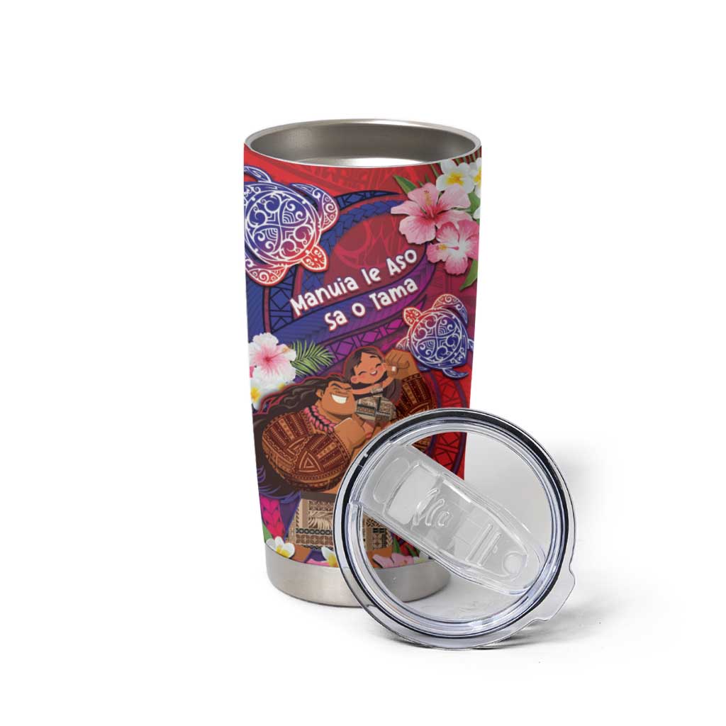 Personalised Samoa Father's Day Tumbler Cup Happy Father And Child DT04 - Polynesian Pride