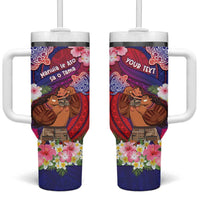 Personalised Samoa Father's Day Tumbler With Handle Happy Father And Child DT04 One Size: 40 oz Red - Polynesian Pride