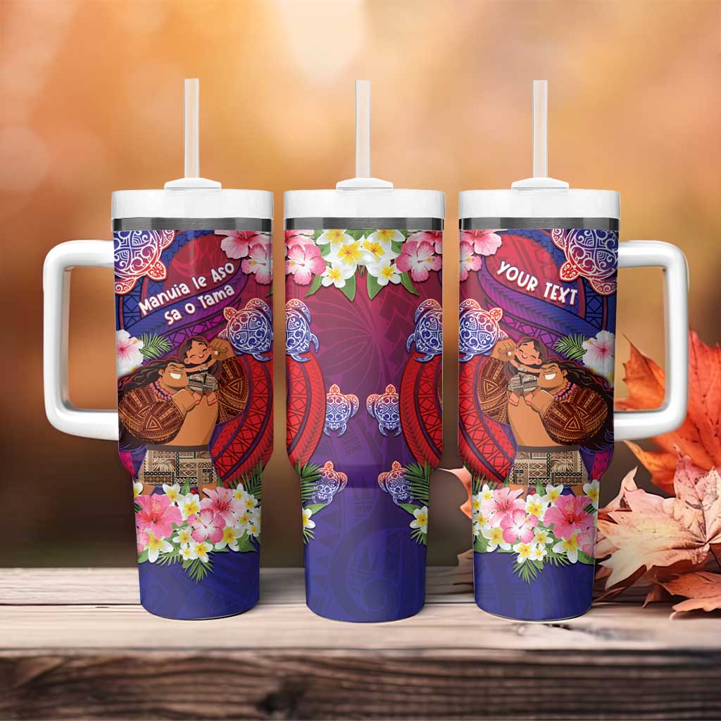 Personalised Samoa Father's Day Tumbler With Handle Happy Father And Child DT04 - Polynesian Pride