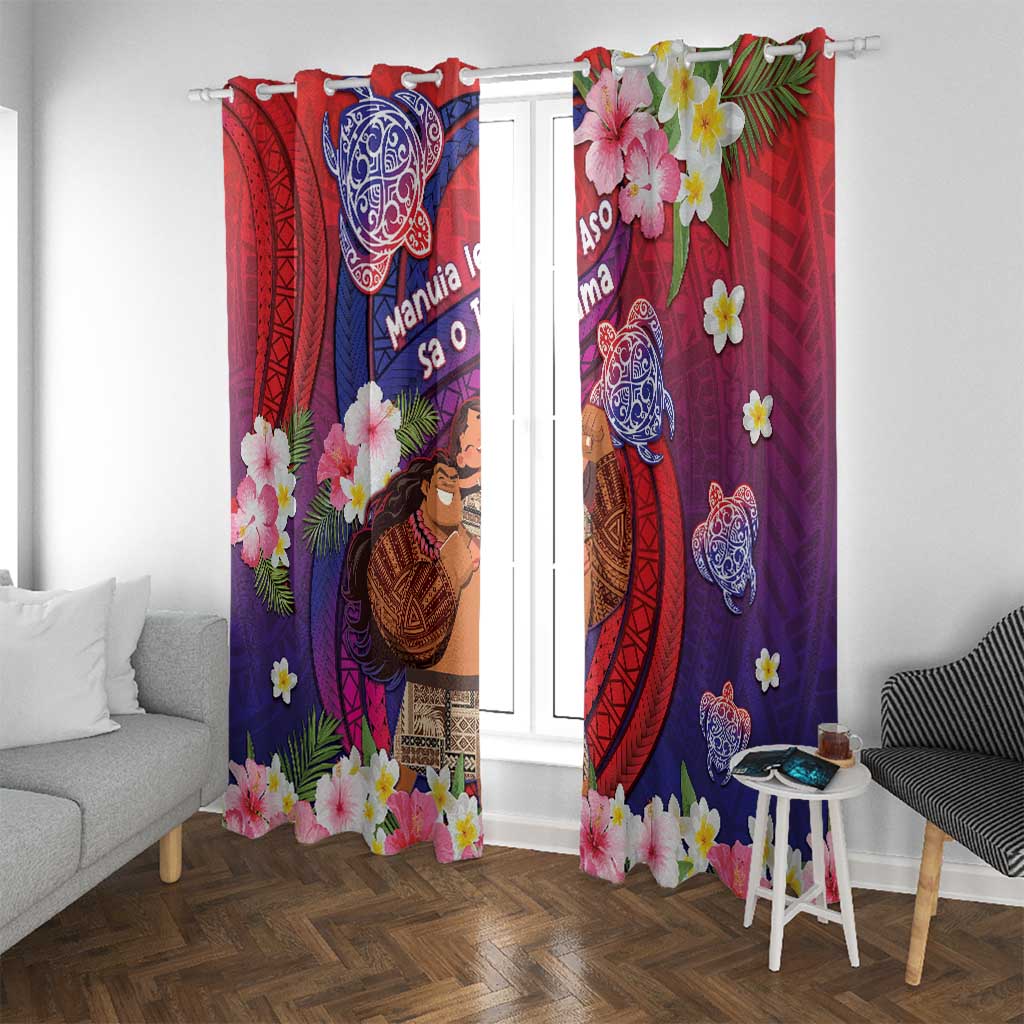 Samoa Father's Day Window Curtain Happy Father And Child
