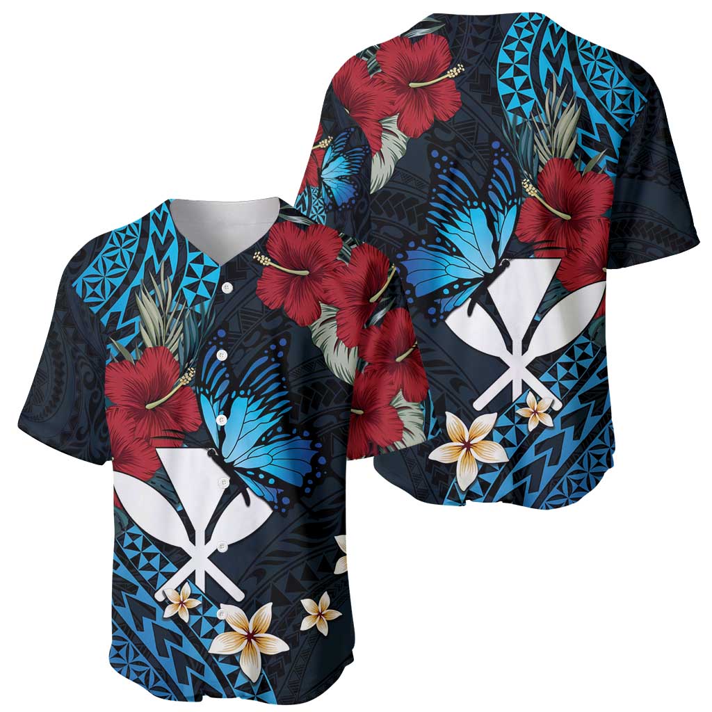 Hawaii Butterfly Baseball Jersey Kanaka Maoli Mix Hibiscus DT04 - Polynesian Pride