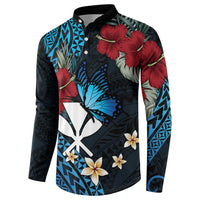 Hawaii Butterfly Button Sweatshirt Kanaka Maoli Mix Hibiscus DT04 - Polynesian Pride