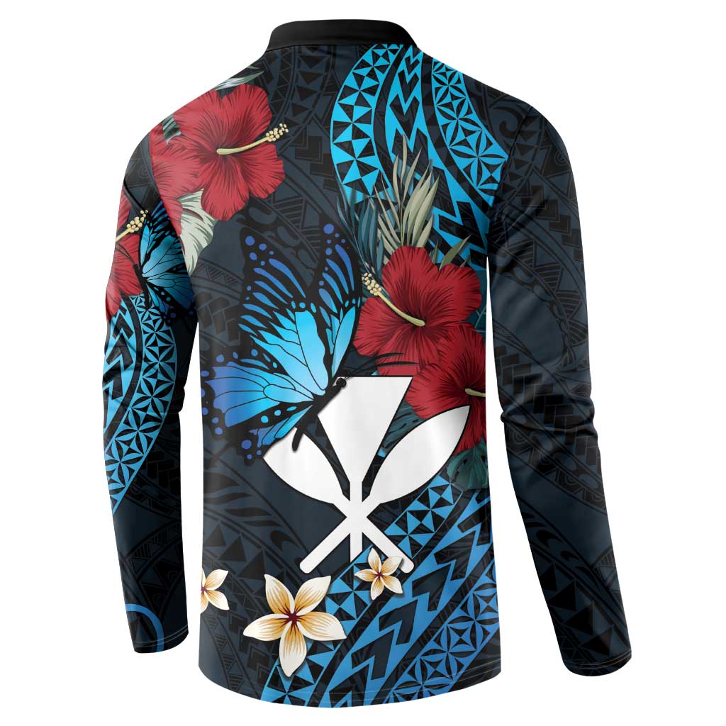 Hawaii Butterfly Button Sweatshirt Kanaka Maoli Mix Hibiscus DT04 - Polynesian Pride