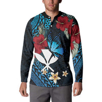 Hawaii Butterfly Button Sweatshirt Kanaka Maoli Mix Hibiscus DT04 - Polynesian Pride