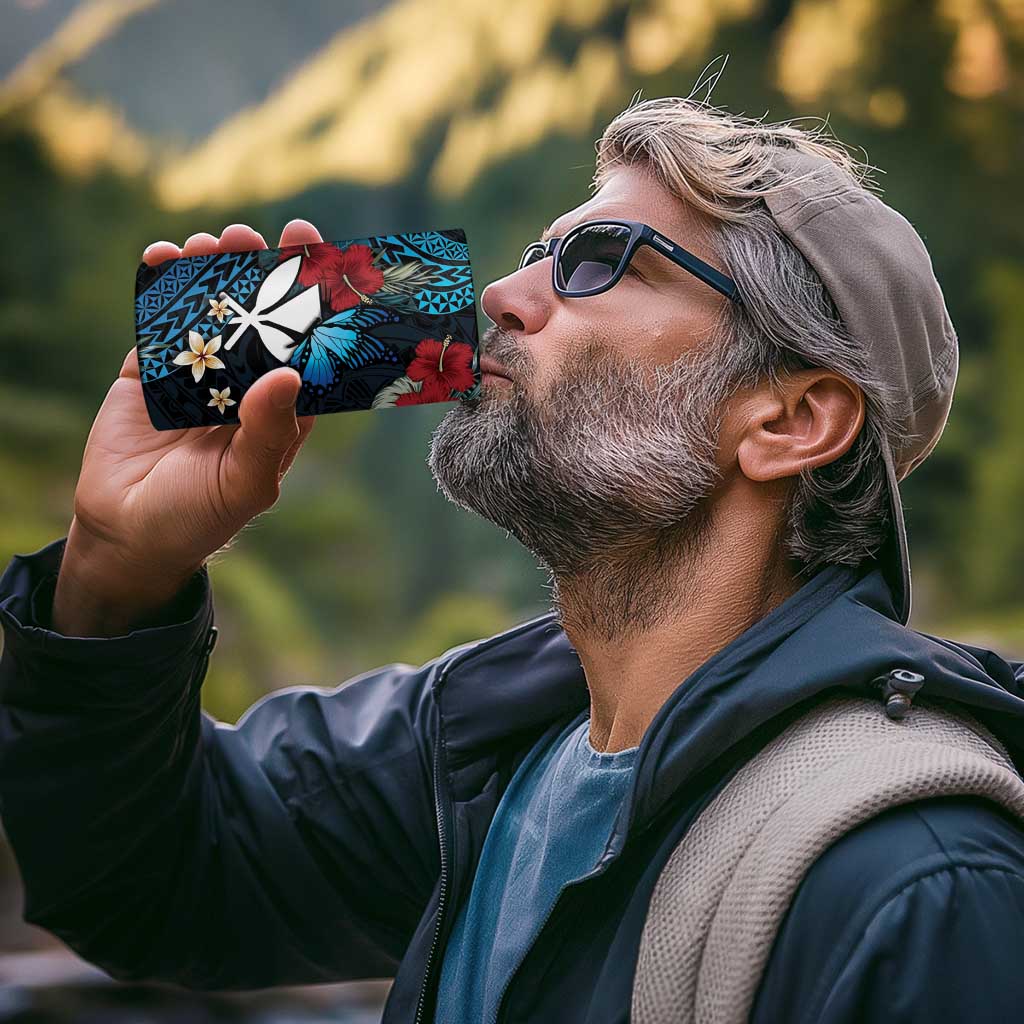 Hawaii Butterfly 4 in 1 Can Cooler Tumbler Kanaka Maoli Mix Hibiscus